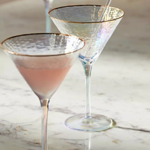 Anthropologie Other - Anthropologie NIB Gold-Rimmed Iridescent Martini Glasses (Set of Two)